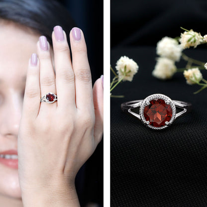 2.3 Carat Solitaire Garnet Engagement Ring with Split Shank