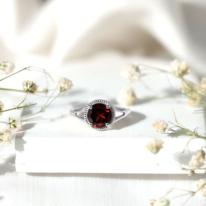 2.3 Carat Solitaire Garnet Engagement Ring with Split Shank