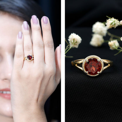 2.3 Carat Solitaire Garnet Engagement Ring with Split Shank