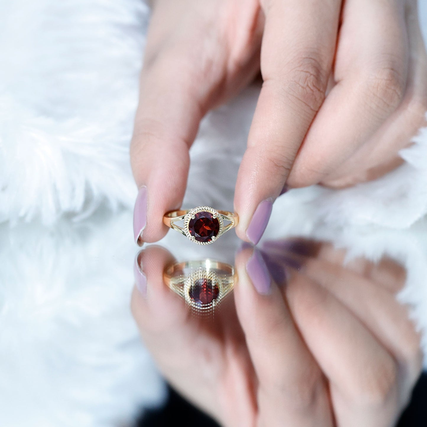 2.3 Carat Solitaire Garnet Engagement Ring with Split Shank