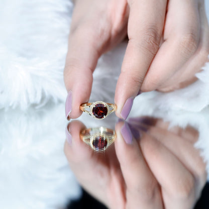 2.3 Carat Solitaire Garnet Engagement Ring with Split Shank
