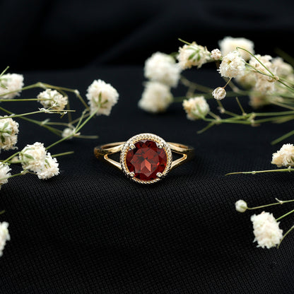2.3 Carat Solitaire Garnet Engagement Ring with Split Shank