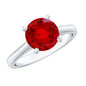 Solitaire 2.3 Carat Round Lab Grown Ruby Cathedral Engagement Ring