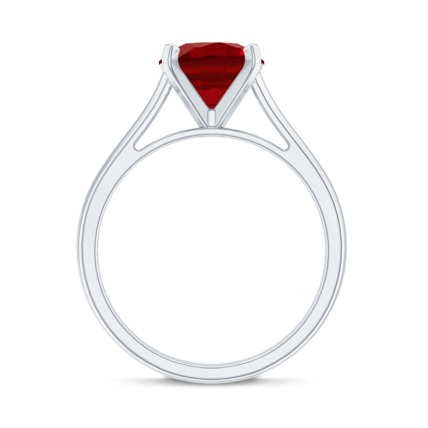 Solitaire 2.3 Carat Round Lab Grown Ruby Cathedral Engagement Ring