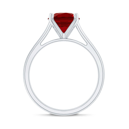 Solitaire 2.3 Carat Round Lab Grown Ruby Cathedral Engagement Ring