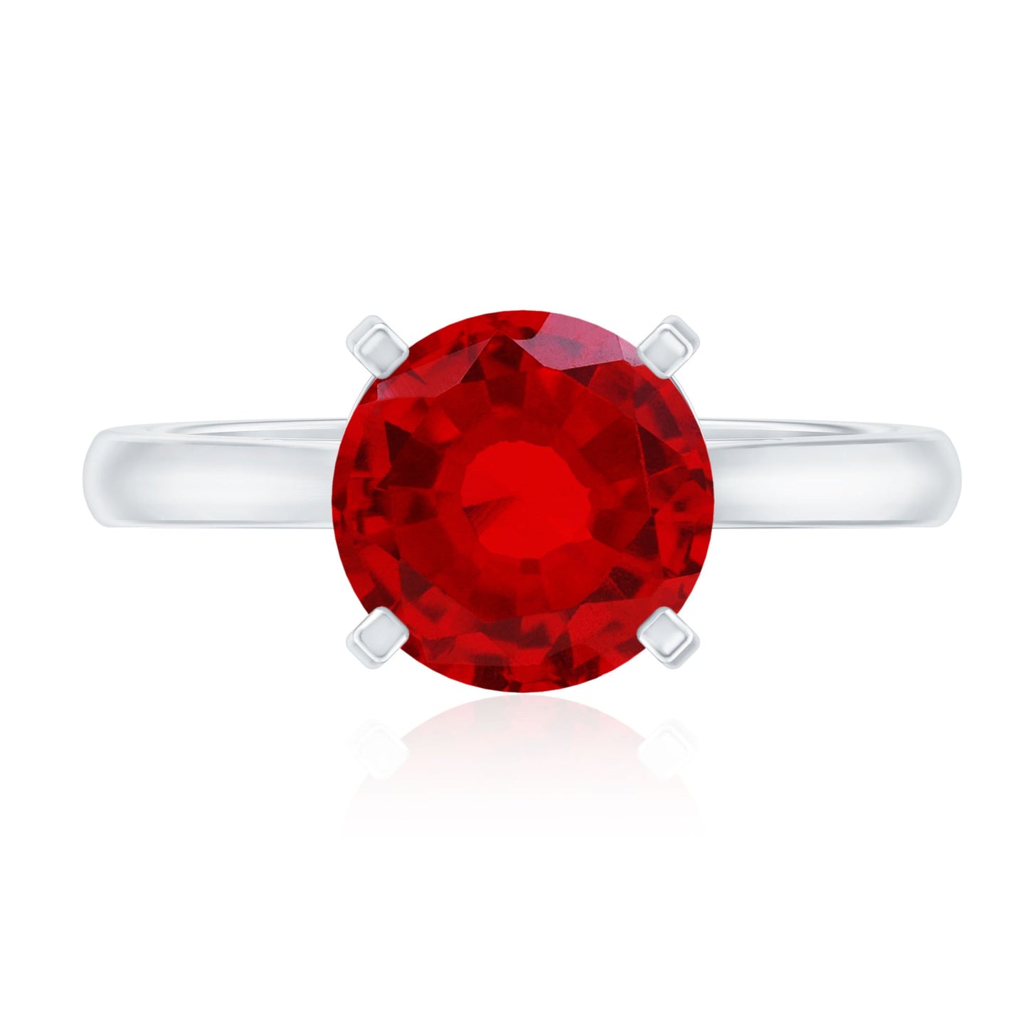 Solitaire 2.3 Carat Round Lab Grown Ruby Cathedral Engagement Ring