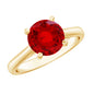 Solitaire 2.3 Carat Round Lab Grown Ruby Cathedral Engagement Ring