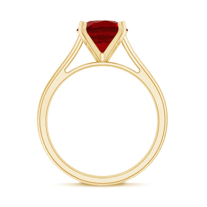 Solitaire 2.3 Carat Round Lab Grown Ruby Cathedral Engagement Ring