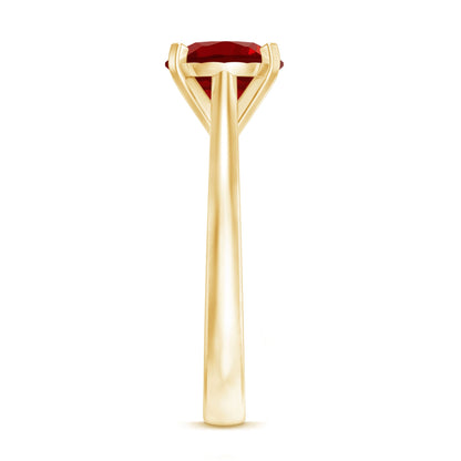 Solitaire 2.3 Carat Round Lab Grown Ruby Cathedral Engagement Ring