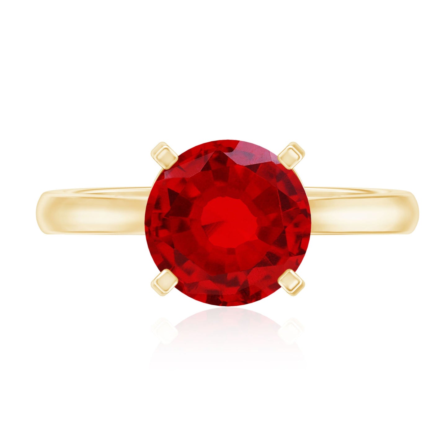 Solitaire 2.3 Carat Round Lab Grown Ruby Cathedral Engagement Ring