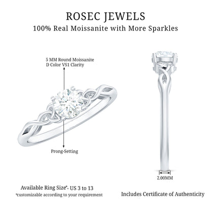 Solitaire Moissanite Celtic Knot Ring for Women