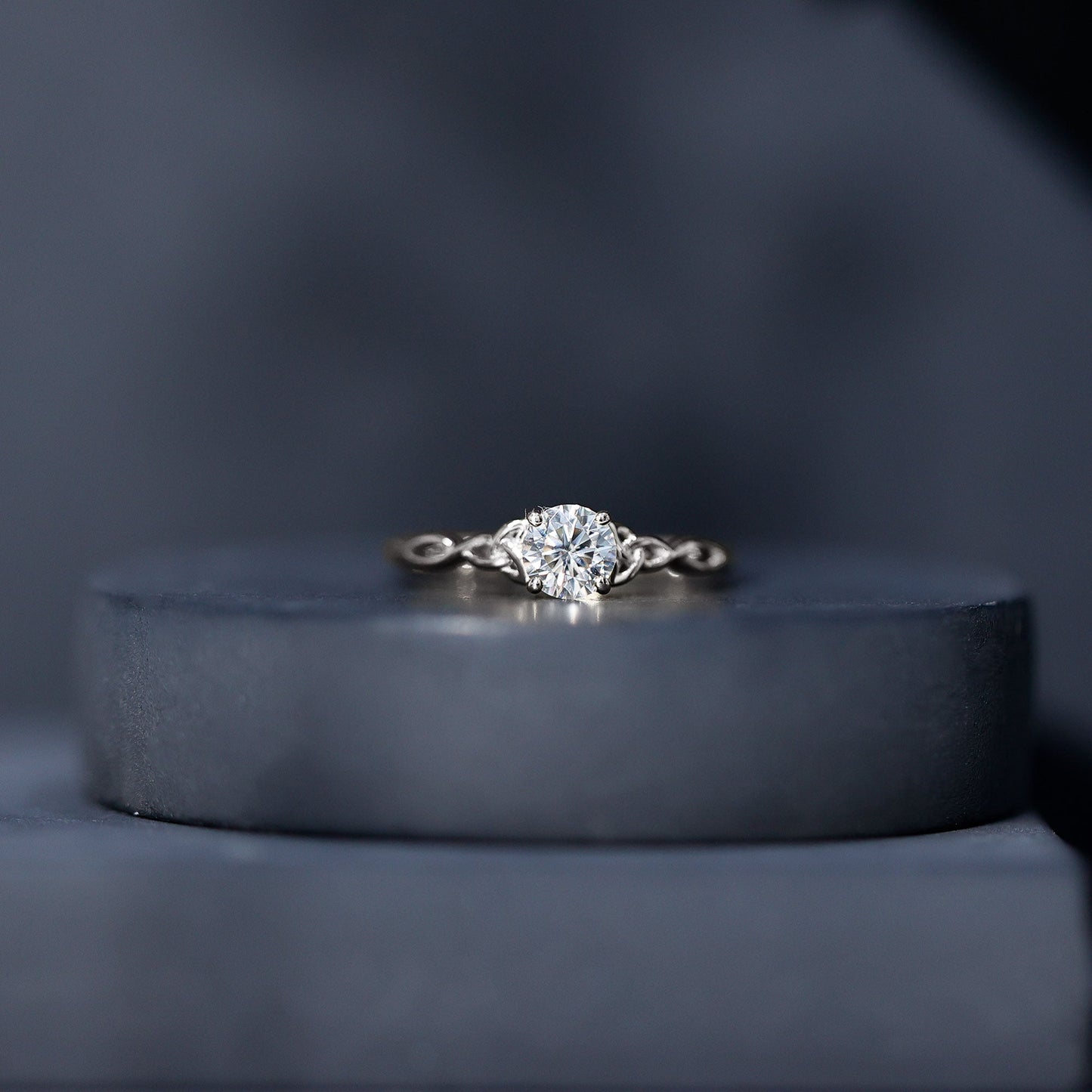 Solitaire Moissanite Celtic Knot Ring for Women