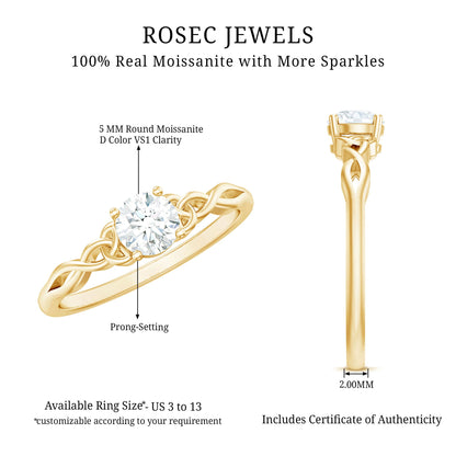 Solitaire Moissanite Celtic Knot Ring for Women