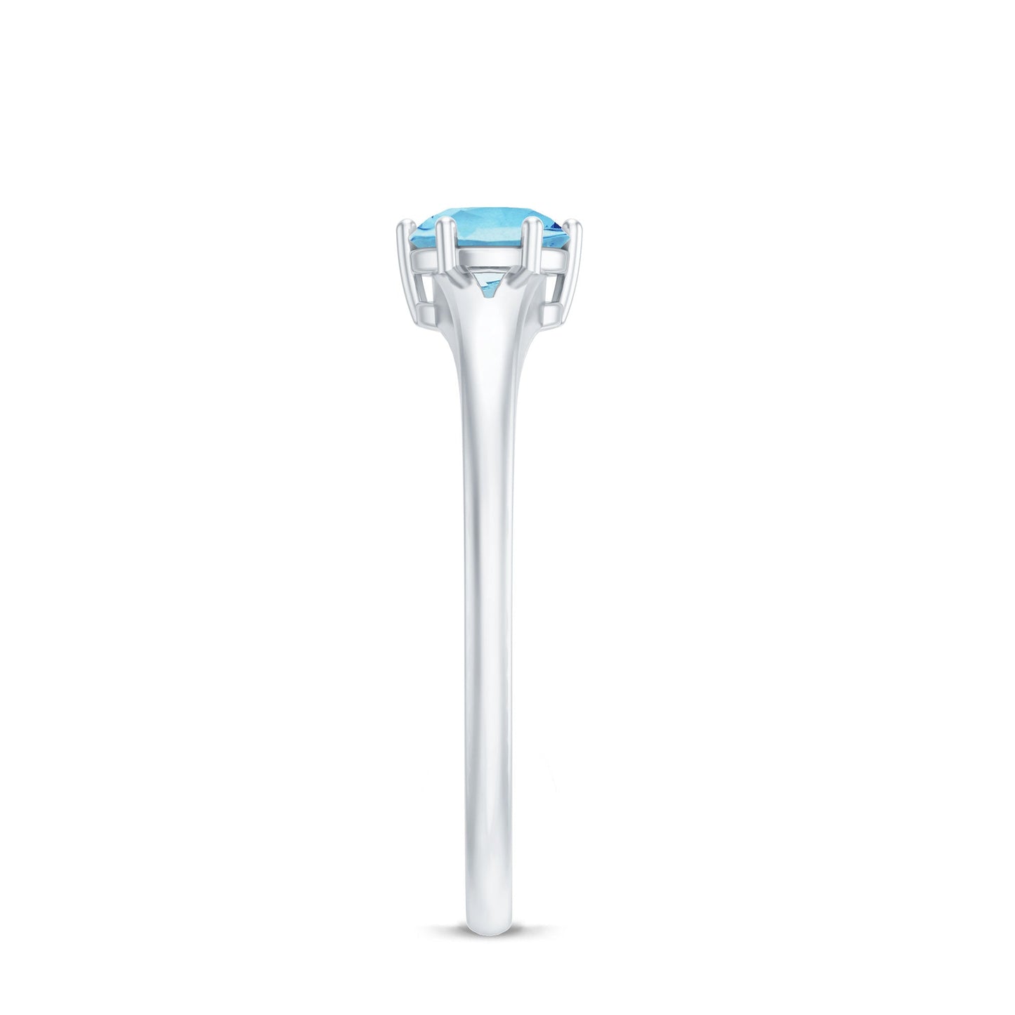 Natural Aquamarine Solitaire Promise Ring in 6 Prong Setting