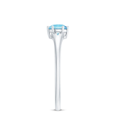 Natural Aquamarine Solitaire Promise Ring in 6 Prong Setting