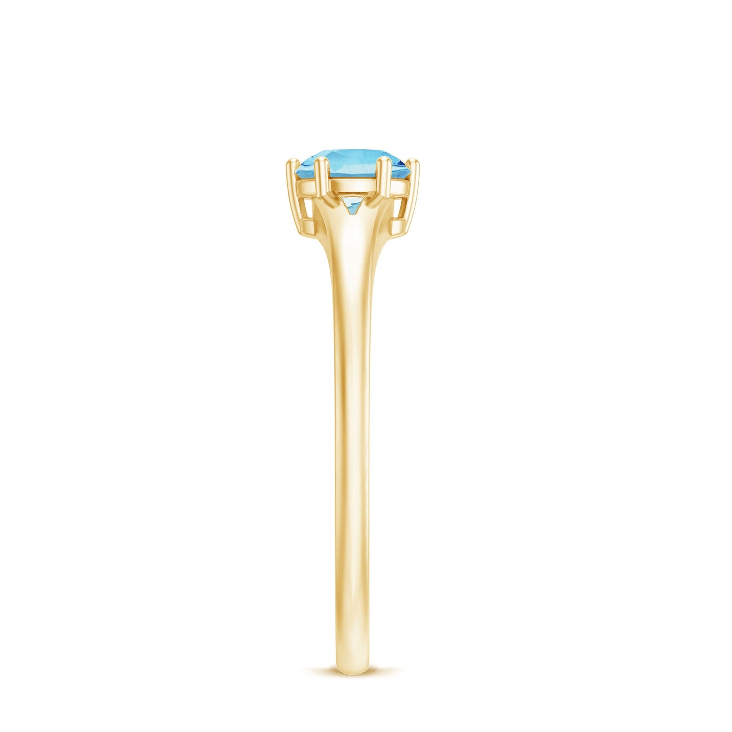 Natural Aquamarine Solitaire Promise Ring in 6 Prong Setting
