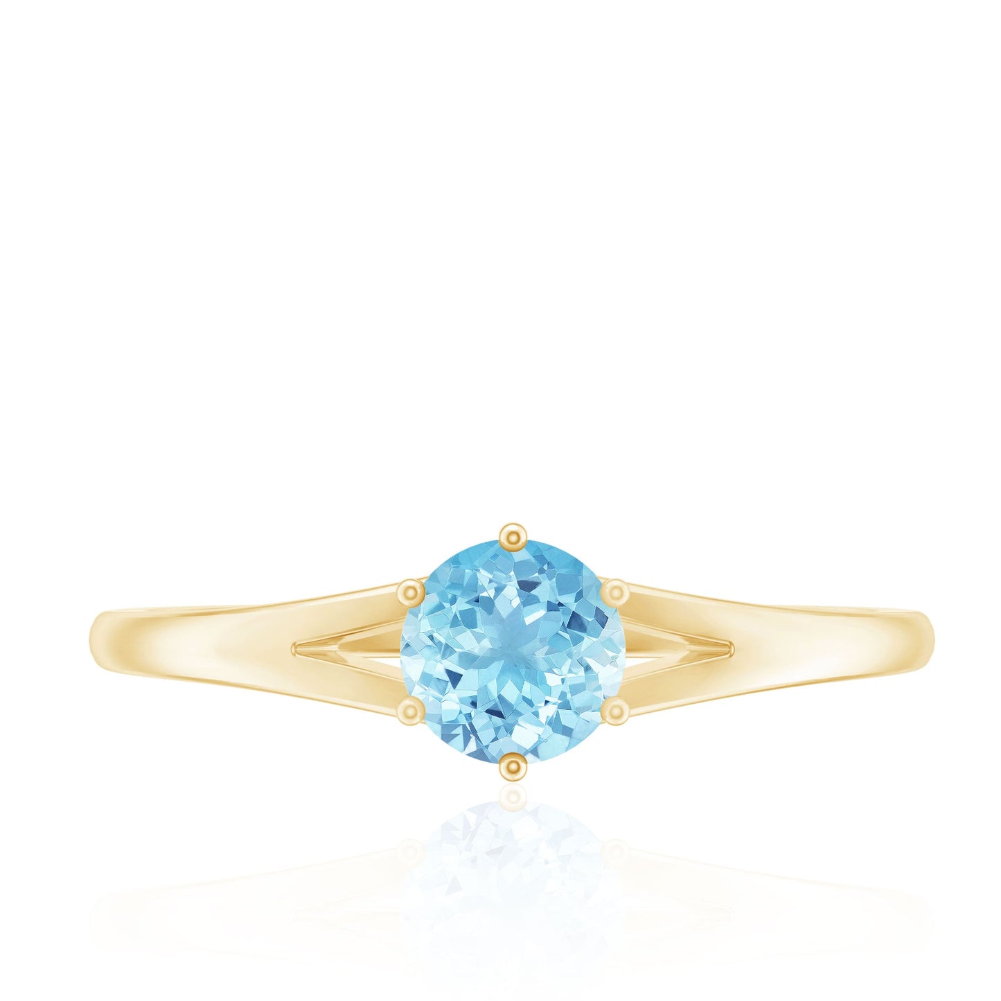 Natural Aquamarine Solitaire Promise Ring in 6 Prong Setting