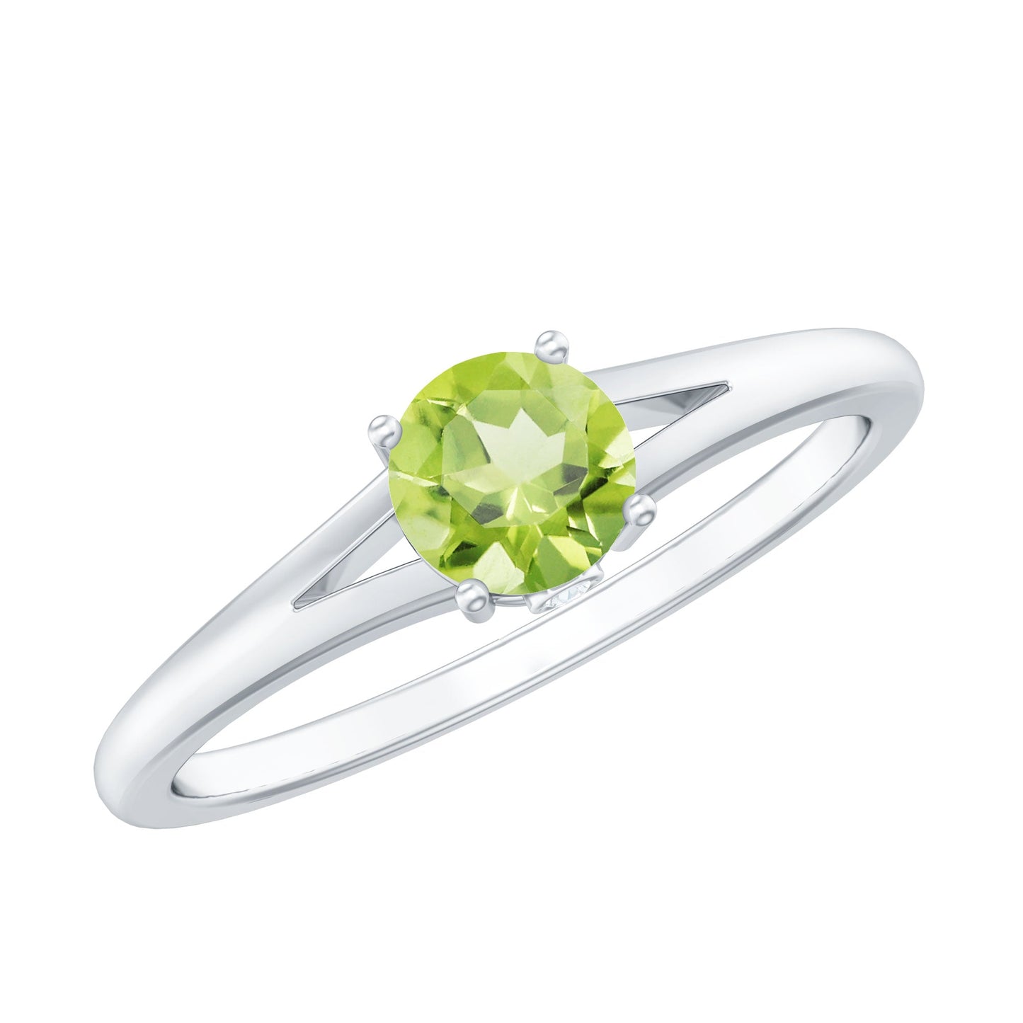 Natural Half Carat Peridot Promise Ring with Diamond