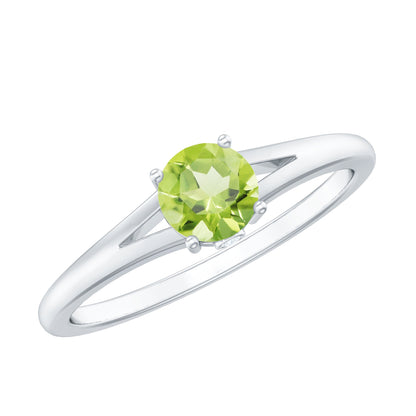 Natural Half Carat Peridot Promise Ring with Diamond