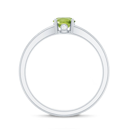 Natural Half Carat Peridot Promise Ring with Diamond
