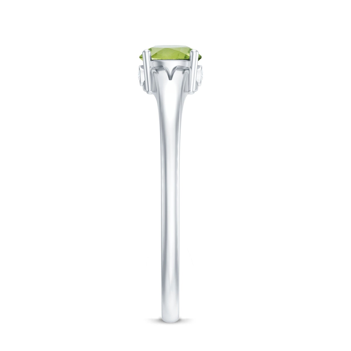 Natural Half Carat Peridot Promise Ring with Diamond
