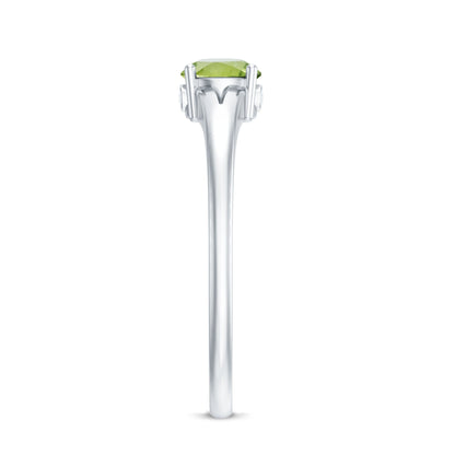 Natural Half Carat Peridot Promise Ring with Diamond