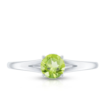 Natural Half Carat Peridot Promise Ring with Diamond