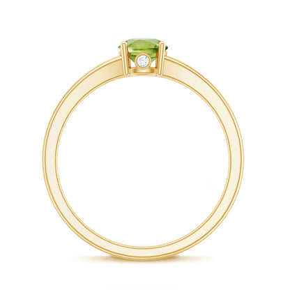 Natural Half Carat Peridot Promise Ring with Diamond