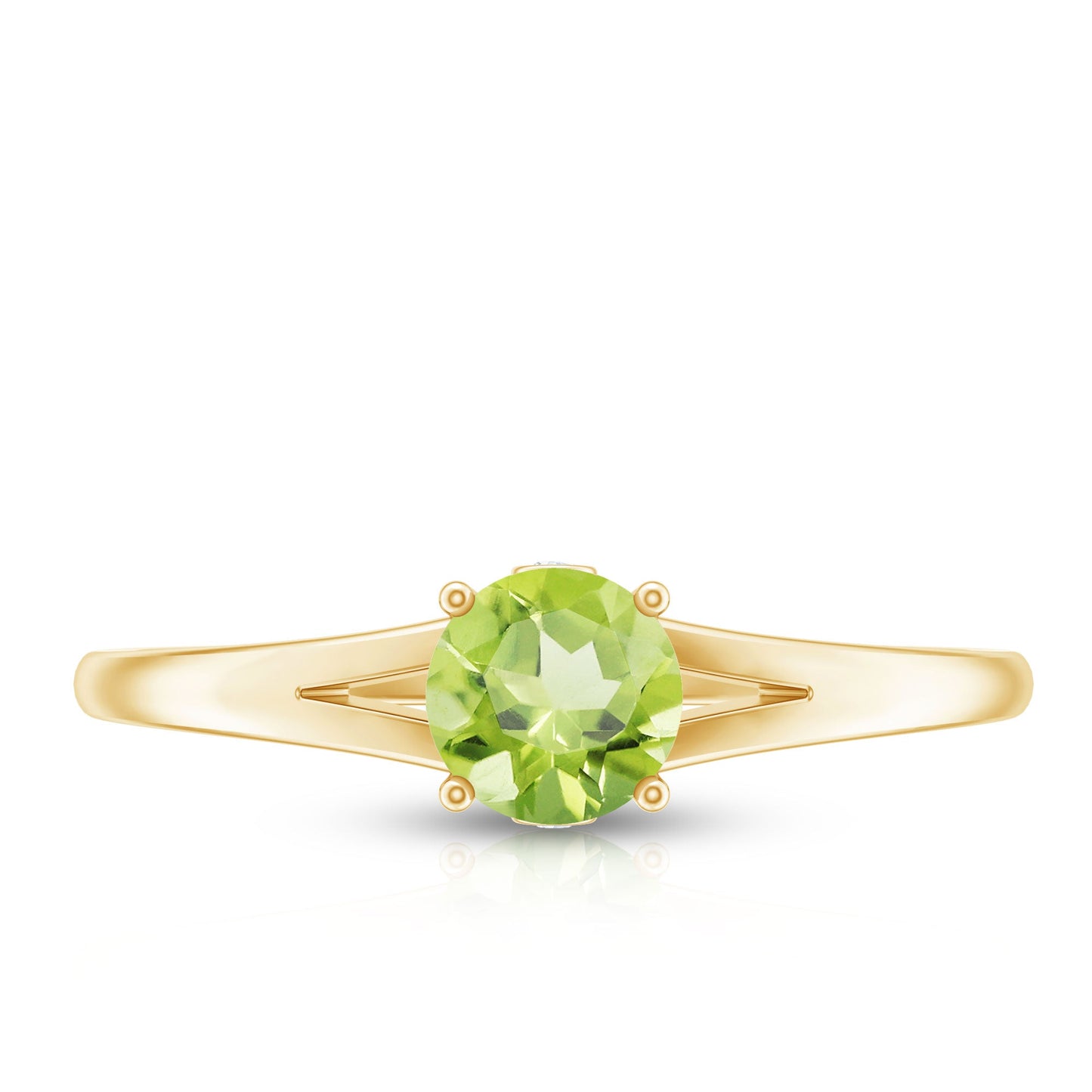 Natural Half Carat Peridot Promise Ring with Diamond