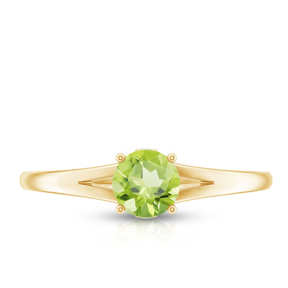 Natural Half Carat Peridot Promise Ring with Diamond