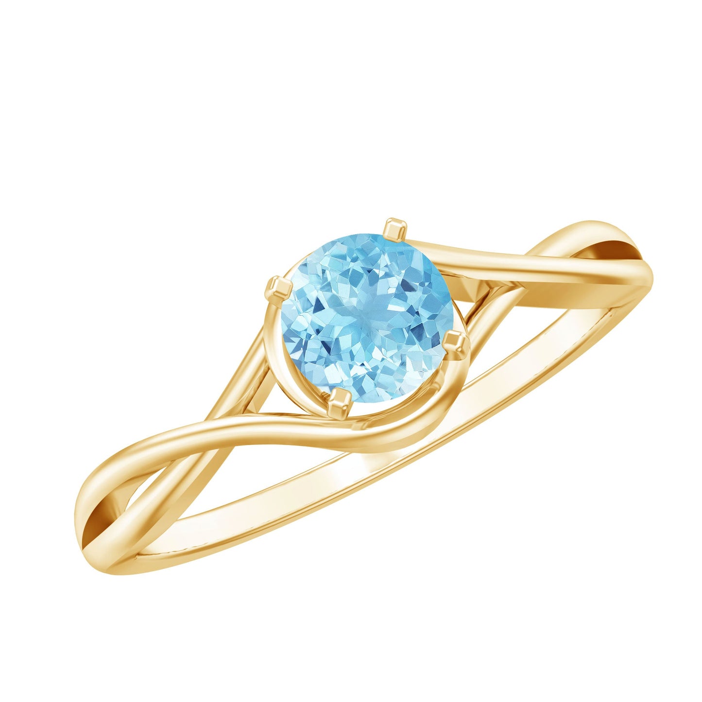 Solitaire Aquamarine Birthstone Ring with Crossover Shank