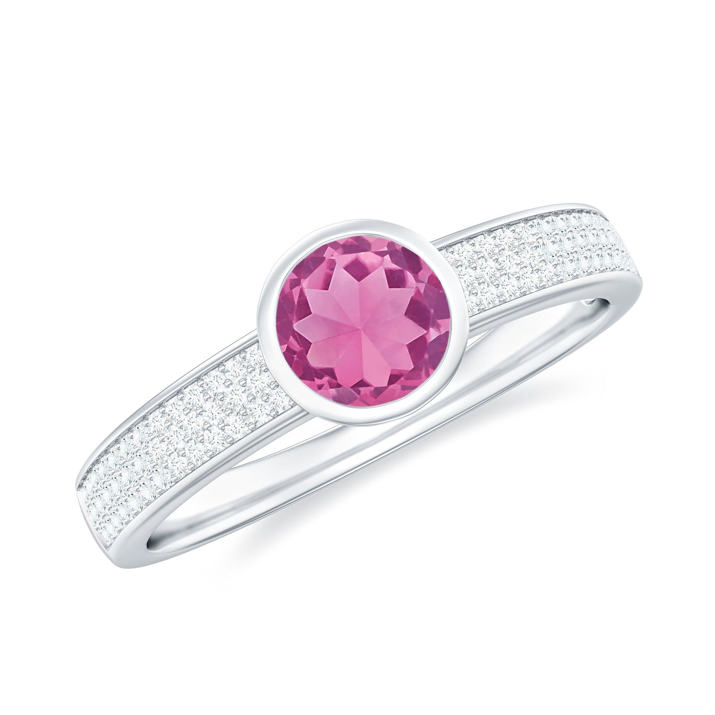 0.4 Carat Solitaire Pink Tourmaline and Diamond Engagement Ring