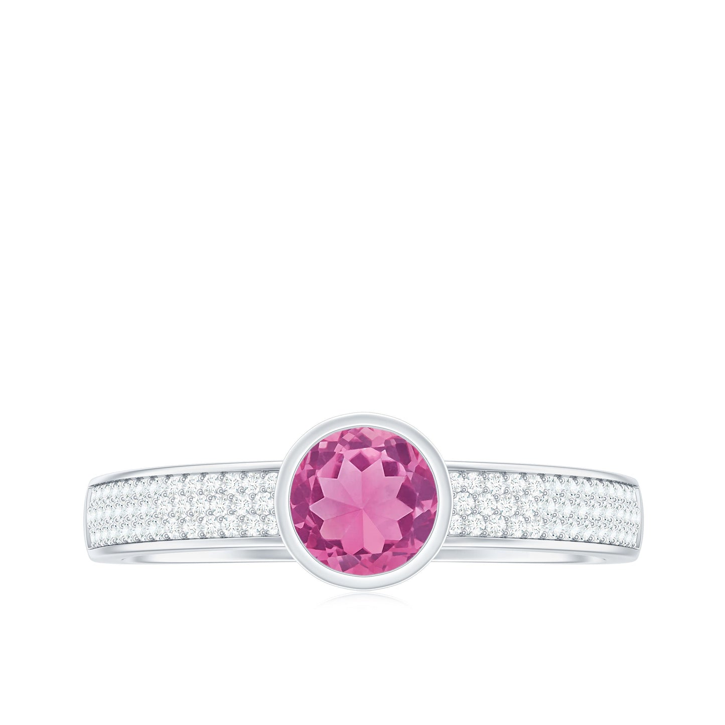 0.4 Carat Solitaire Pink Tourmaline and Diamond Engagement Ring