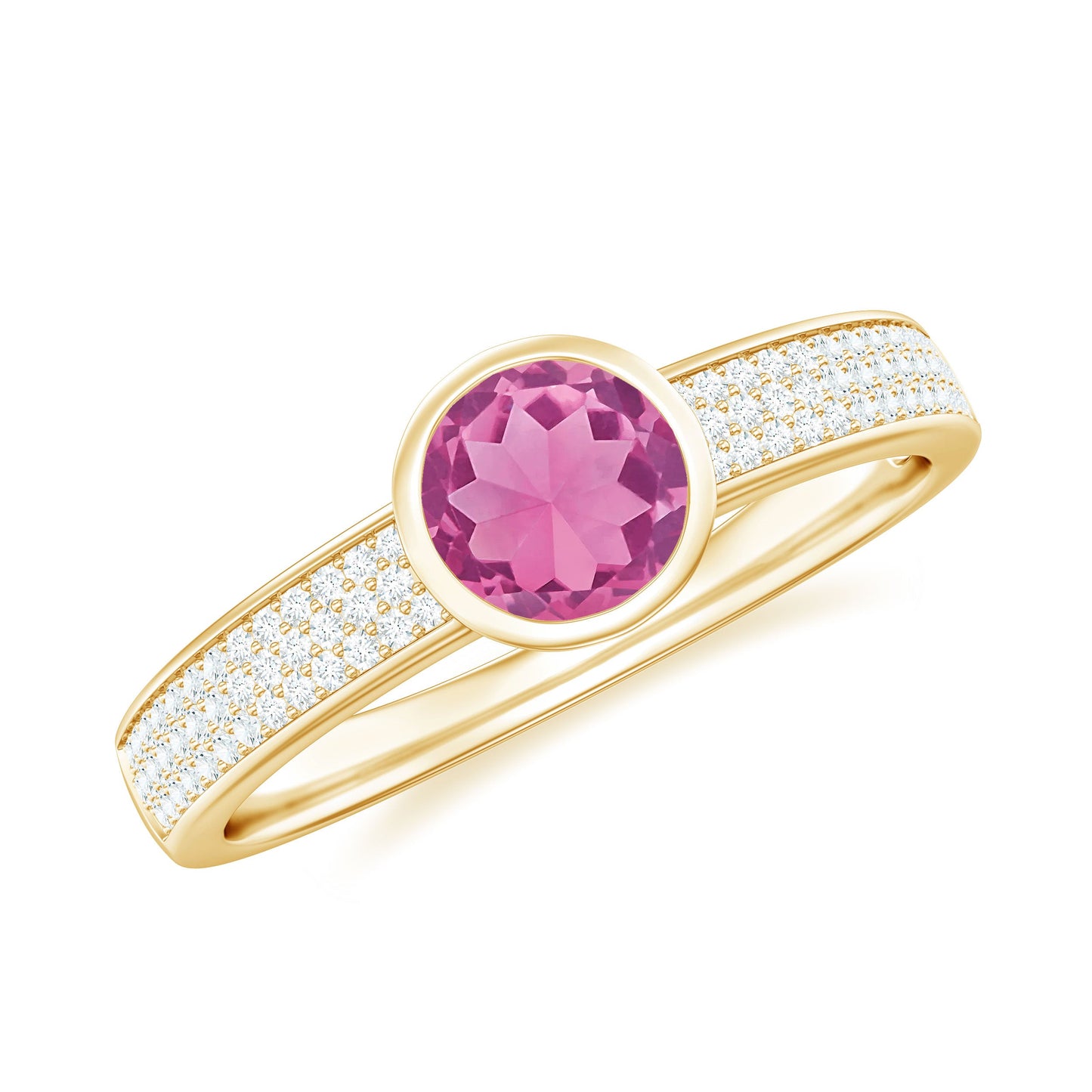 0.4 Carat Solitaire Pink Tourmaline and Diamond Engagement Ring