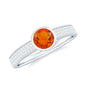 0.4 Carat Round Shape Fire Opal Engagement Ring with Diamond
