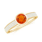 0.4 Carat Round Shape Fire Opal Engagement Ring with Diamond