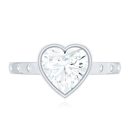 Heart Shape Moissanite Bezel Set Engagement Ring