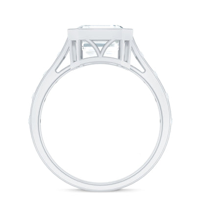 Solitaire Moissanite Asscher Cut Engagement Ring in Bezel Setting