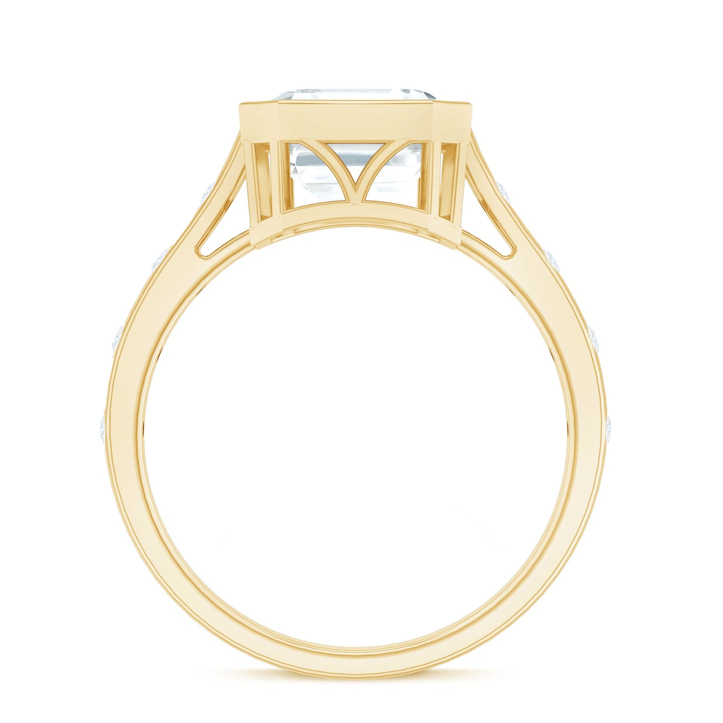 Solitaire Moissanite Asscher Cut Engagement Ring in Bezel Setting