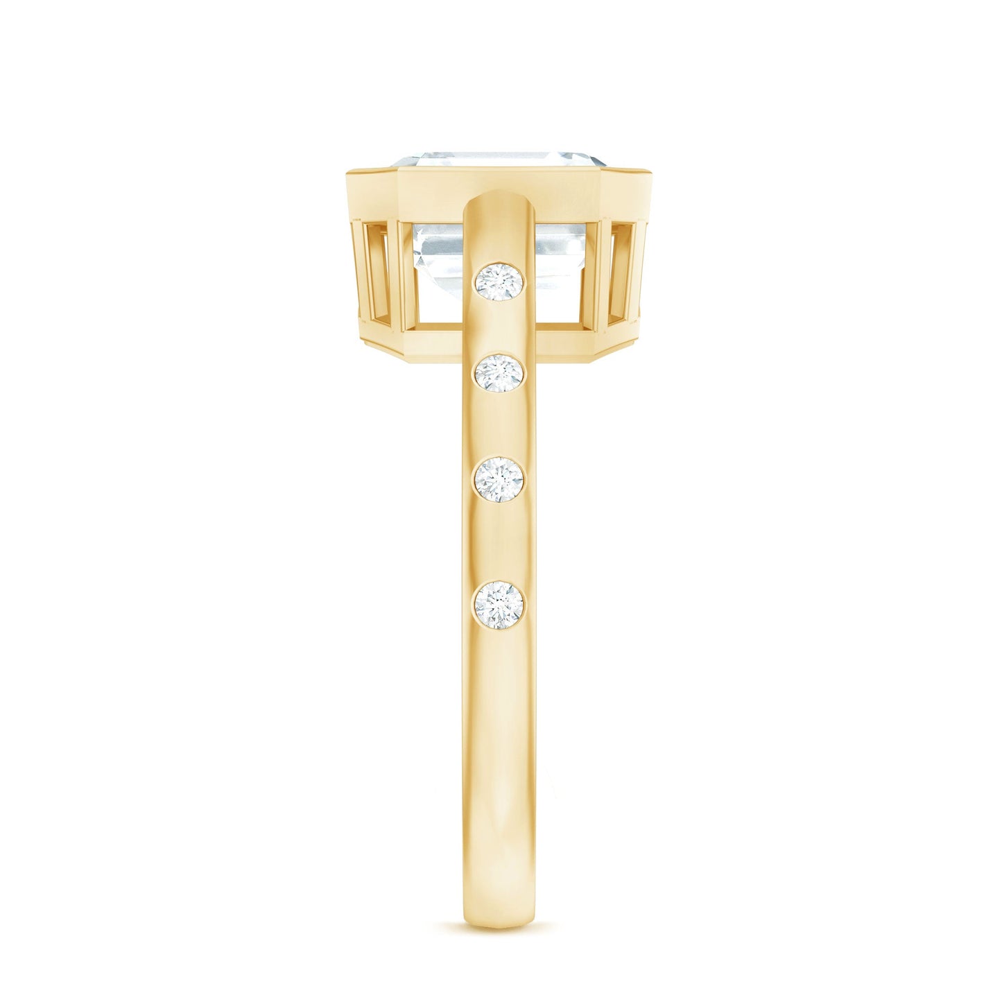 Solitaire Moissanite Asscher Cut Engagement Ring in Bezel Setting