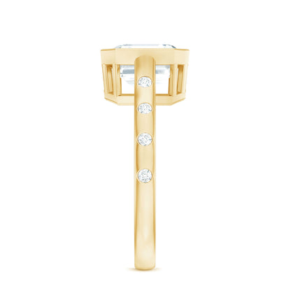 Solitaire Moissanite Asscher Cut Engagement Ring in Bezel Setting