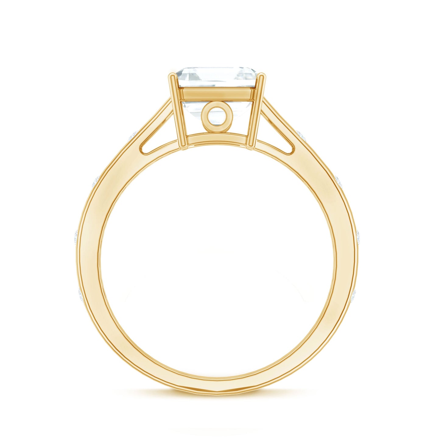 Asscher Cut Moissanite Solitaire Engagement Ring with Certificate