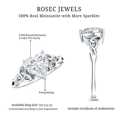 Heart Shaped Moissanite Celtic Engagement Ring