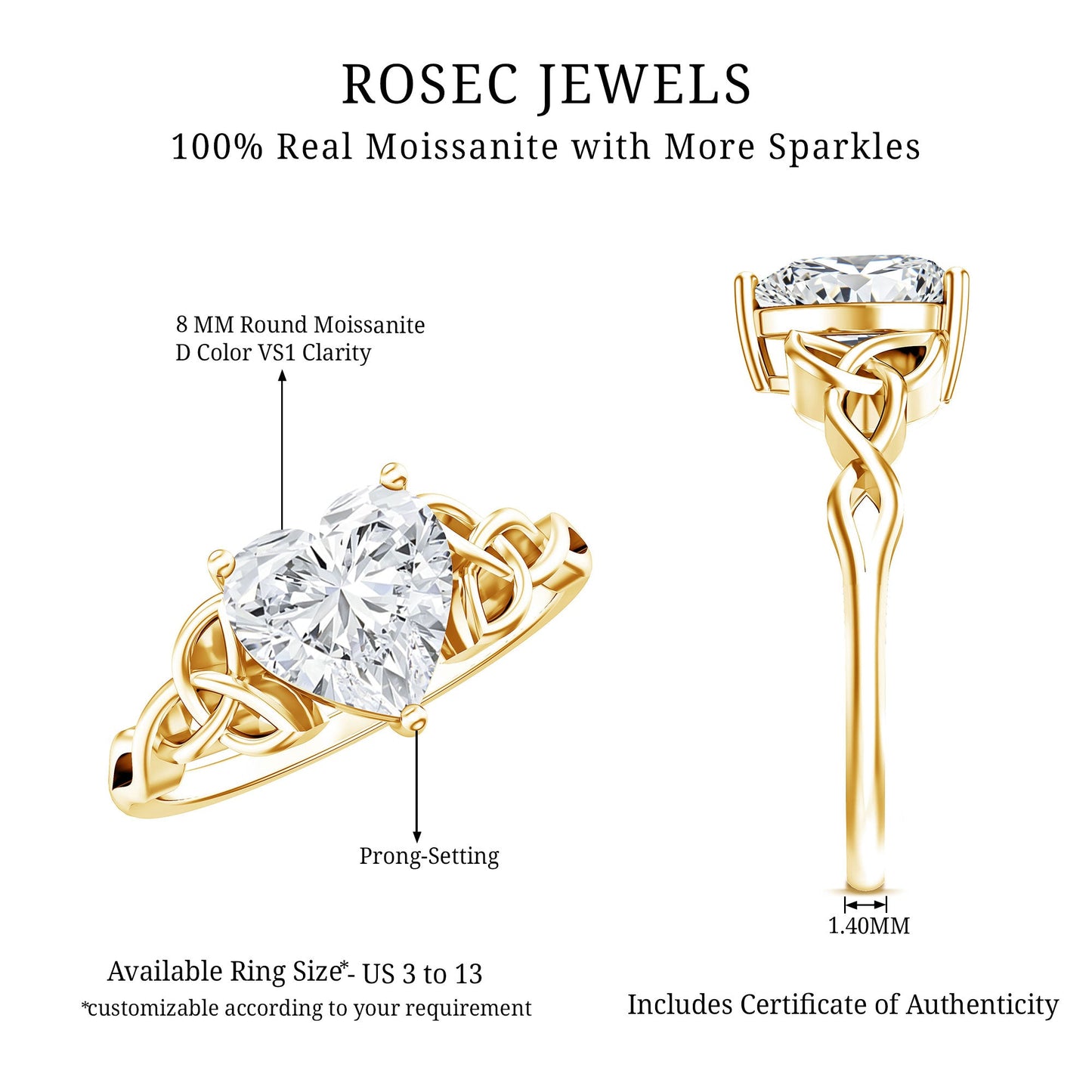 Heart Shaped Moissanite Celtic Engagement Ring