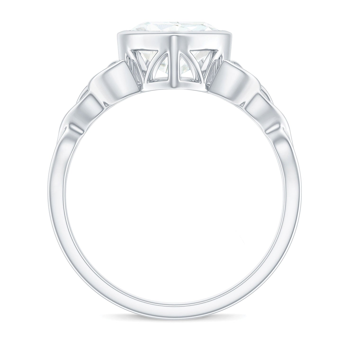 Heart Shape Moissanite Knot Engagement Ring in Bezel Setting