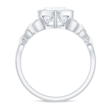 Heart Shape Moissanite Knot Engagement Ring in Bezel Setting