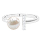 Cultured 3 Carat Freshwater Pearl Cuff Ring with Diamond