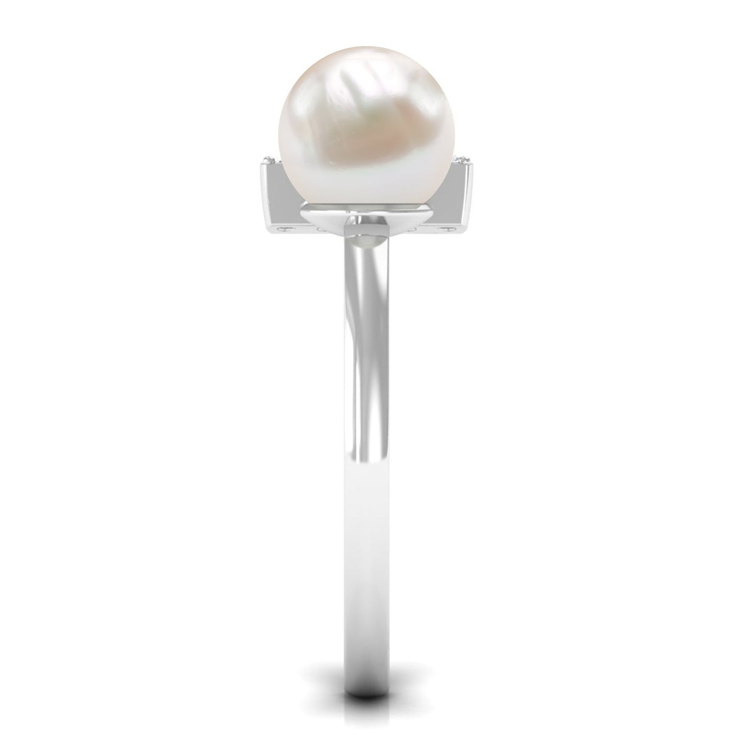 Cultured 3 Carat Freshwater Pearl Cuff Ring with Diamond