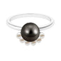 Designer 7.5 Carat Black and White Pearl Half Halo Engagement Ring