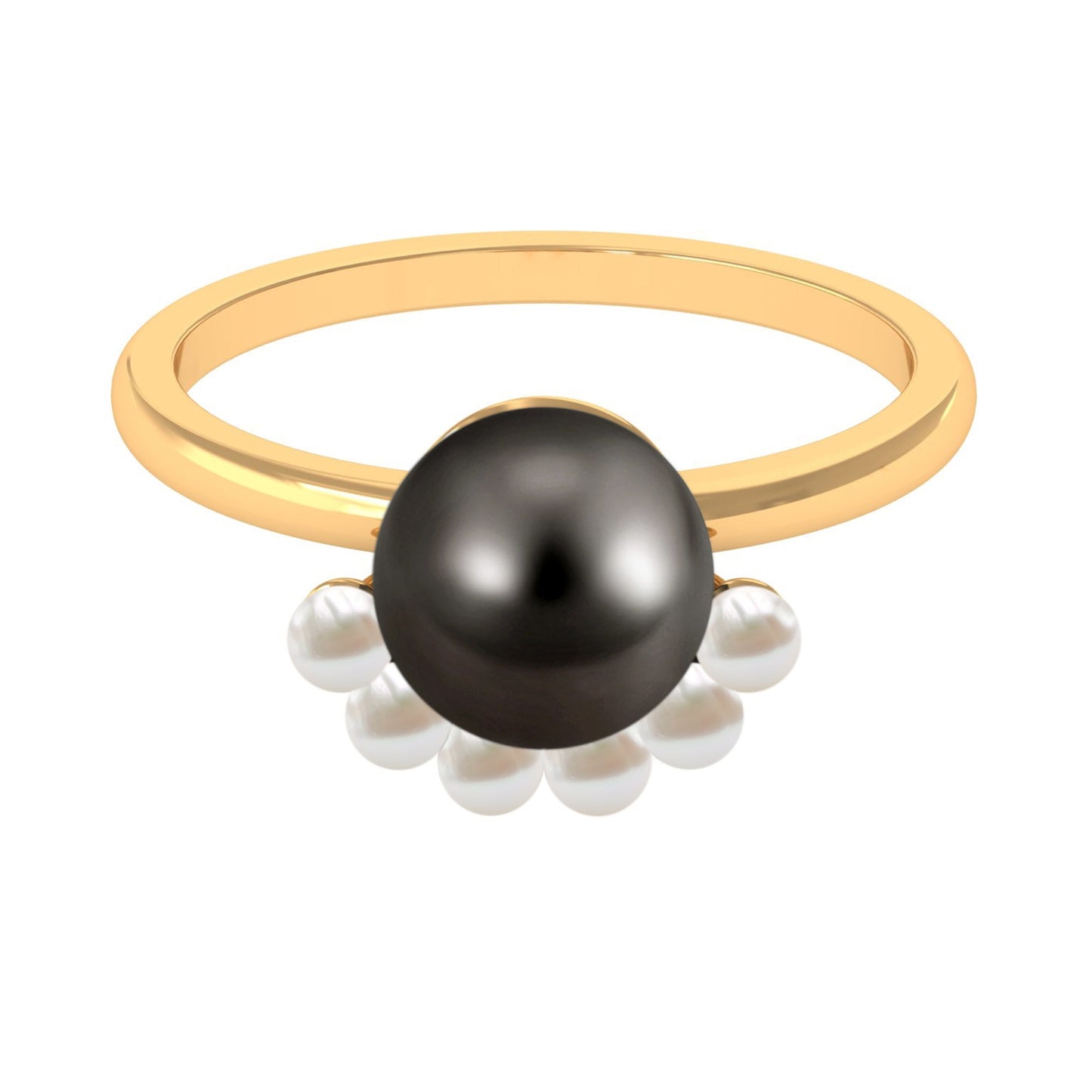 Designer 7.5 Carat Black and White Pearl Half Halo Engagement Ring